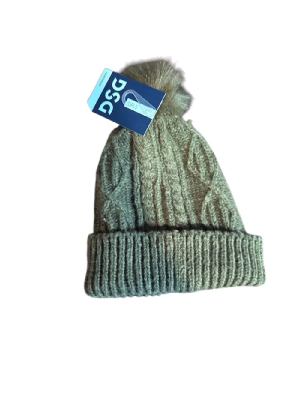 Girls DSG Beanie Hat Olive Green One Size - Picture 3 of 4